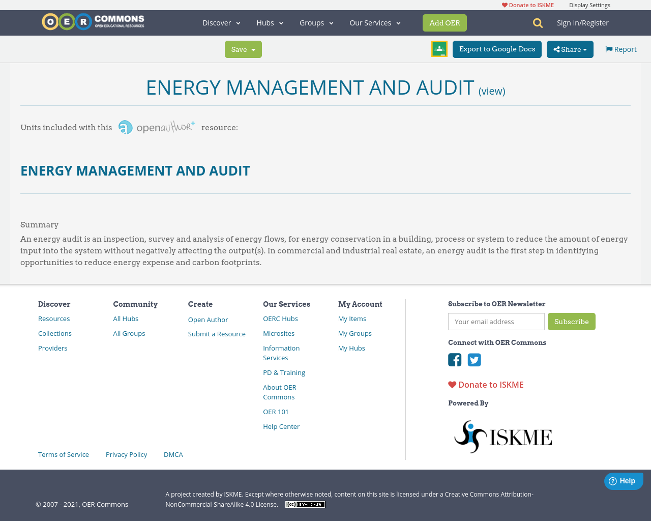 ENERGY MANAGEMENT AND AUDIT OER Commons