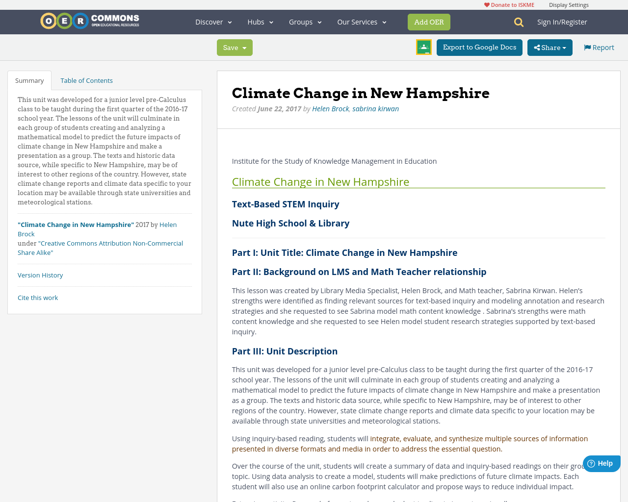 Climate Change in New Hampshire OER Commons