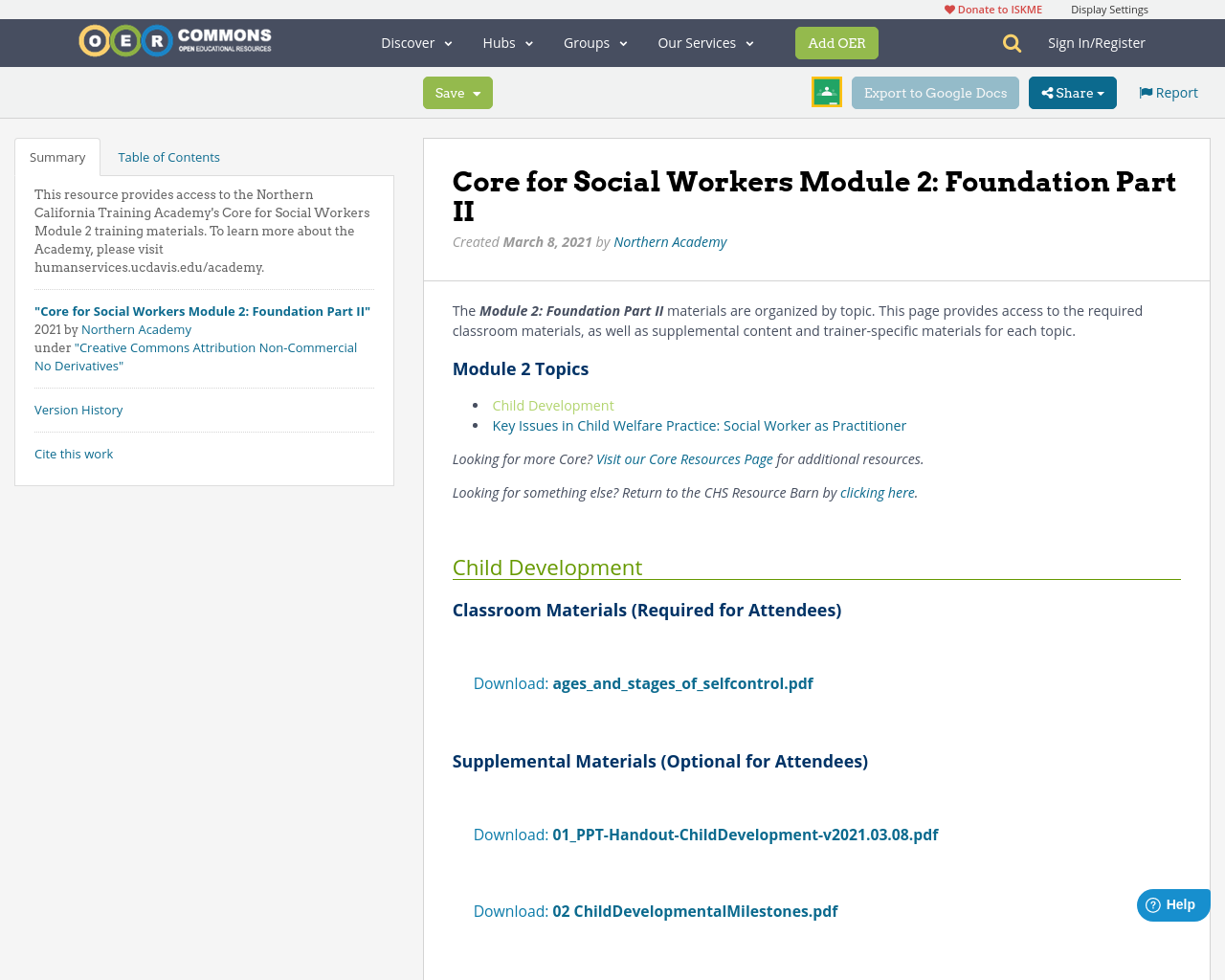 Core for Social Workers Module 2 Foundation Part II OER Commons