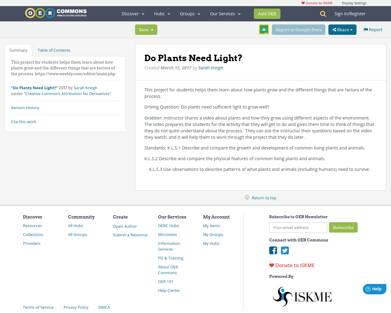 Do Plants Need Light? OER Commons