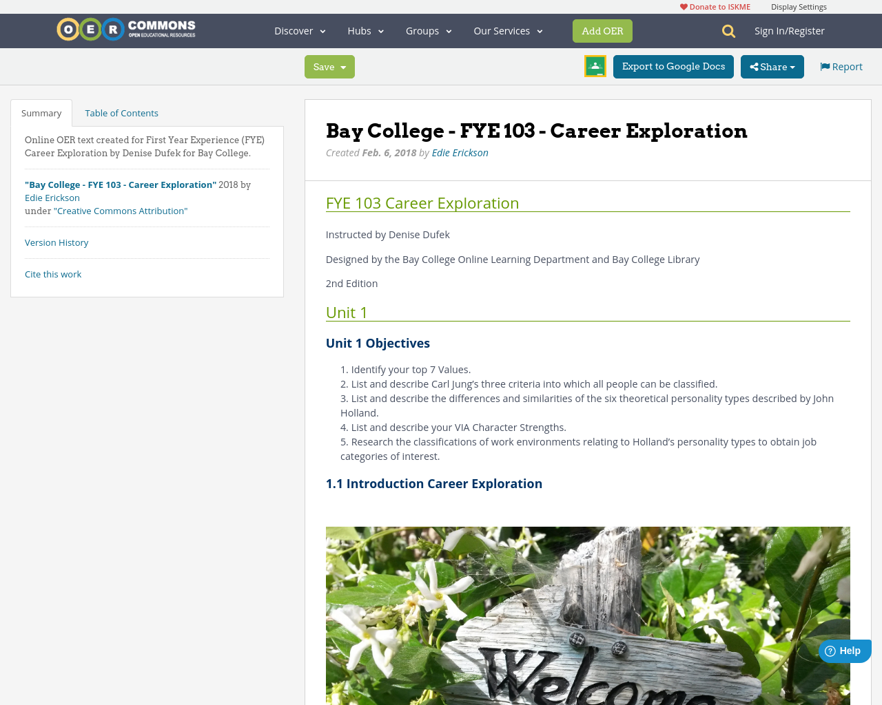 Bay College FYE 103 Career Exploration OER Commons