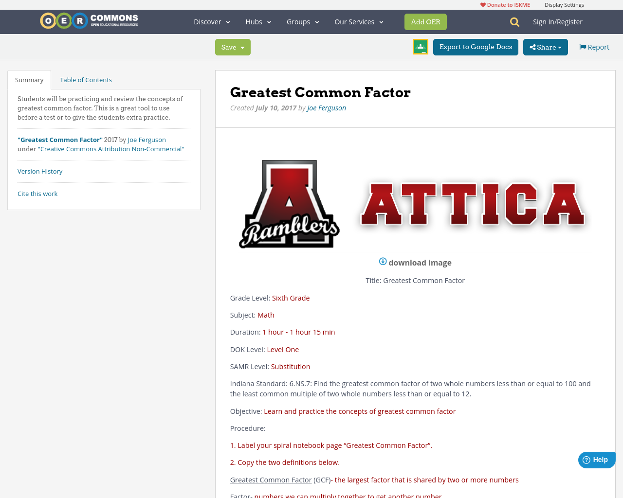 Greatest Common Factor OER Commons