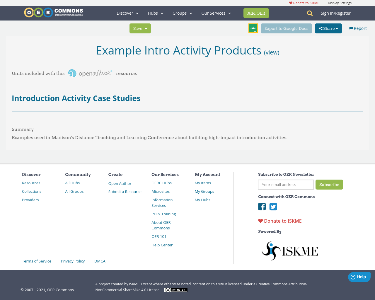 Example Intro Activity Products | OER Commons