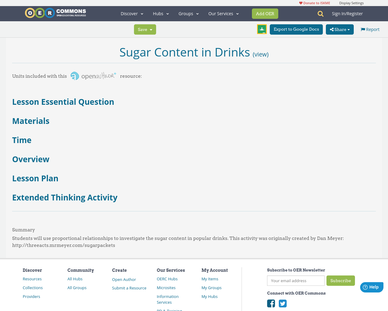Sugar Content in Drinks OER Commons