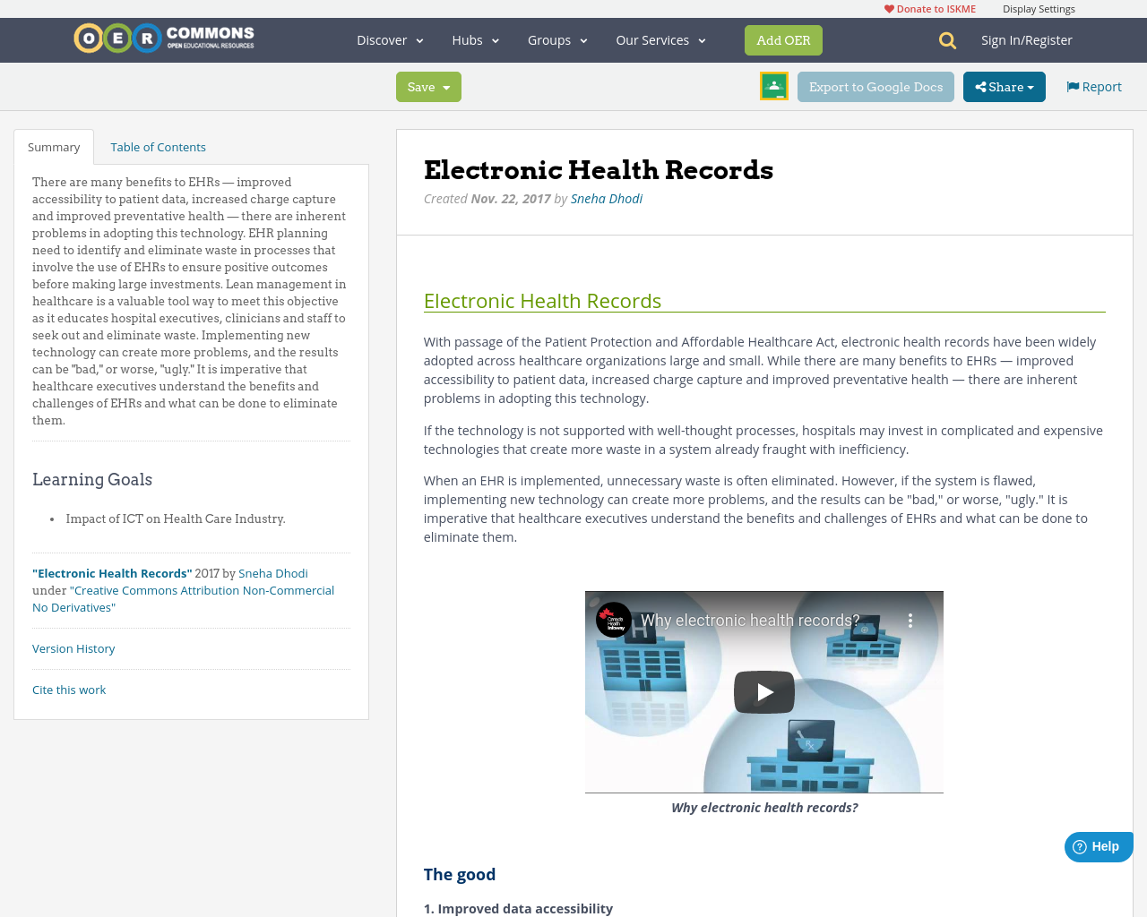 Electronic Health Records OER Commons