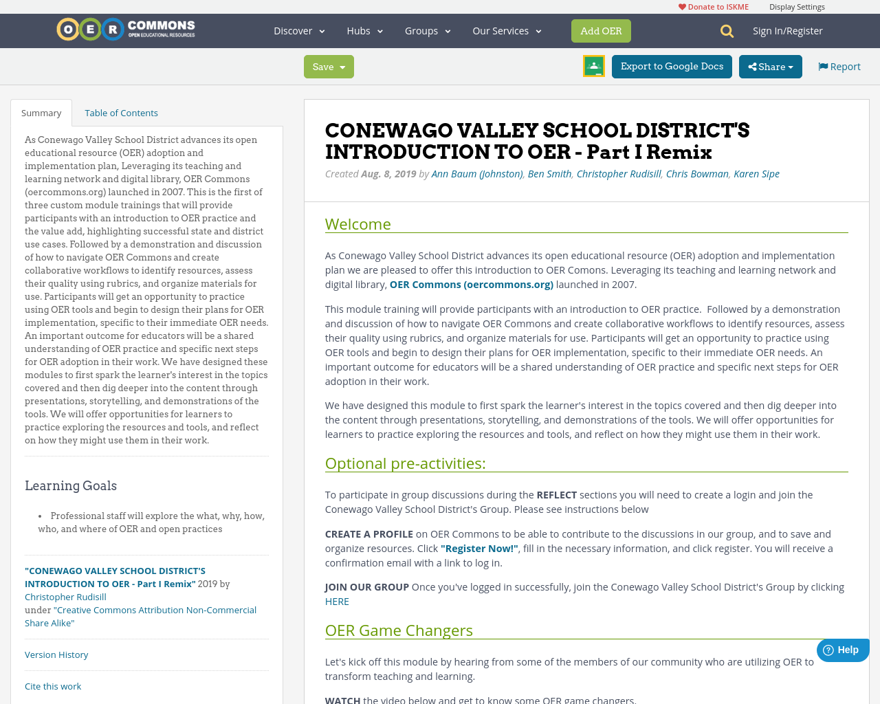 CONEWAGO VALLEY SCHOOL DISTRICT'S INTRODUCTION TO OER Part I Remix