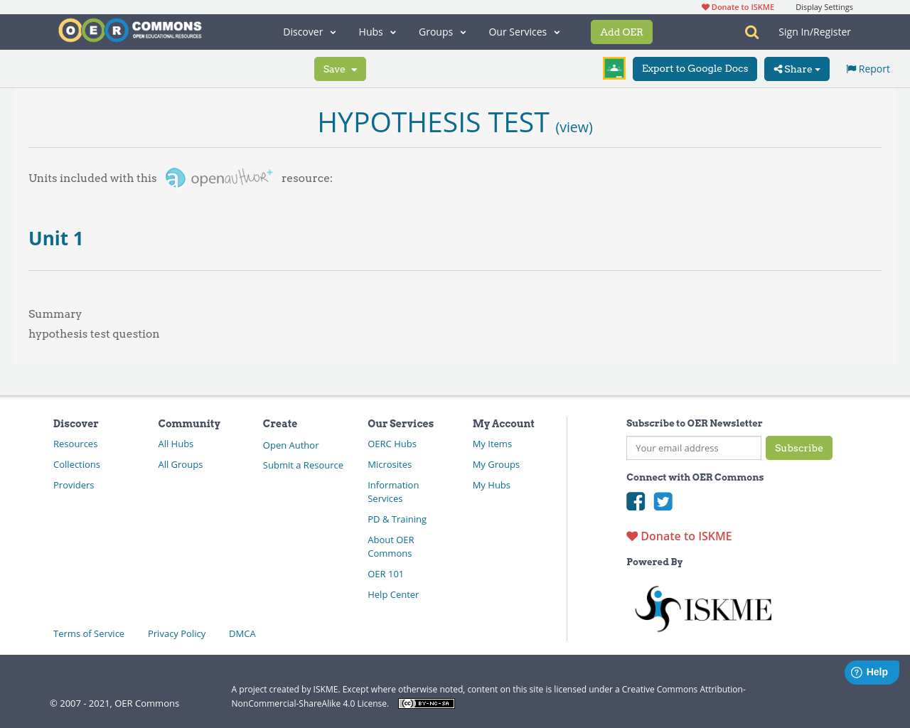 HYPOTHESIS TEST OER Commons