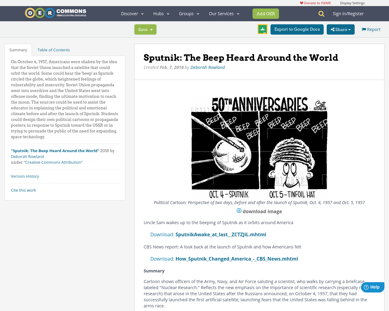 Sputnik: The Beep Heard Around the World | OER Commons