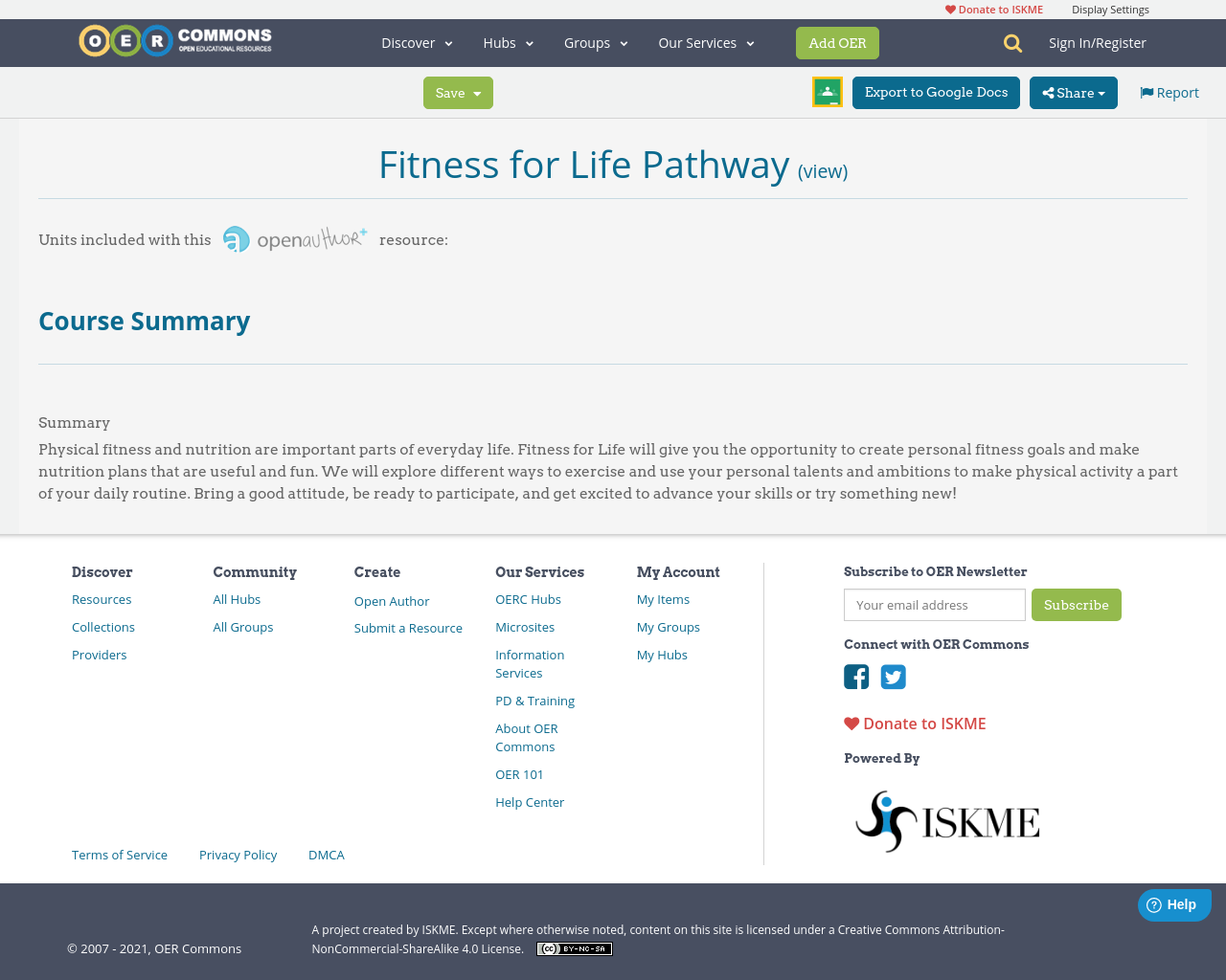 Fitness for Life Pathway | OER Commons