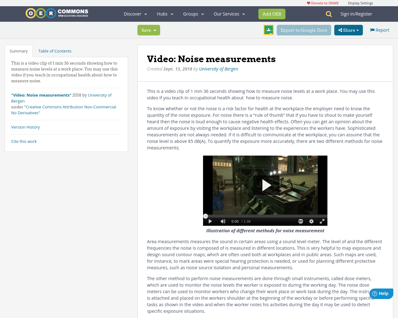 Video Noise measurements OER Commons