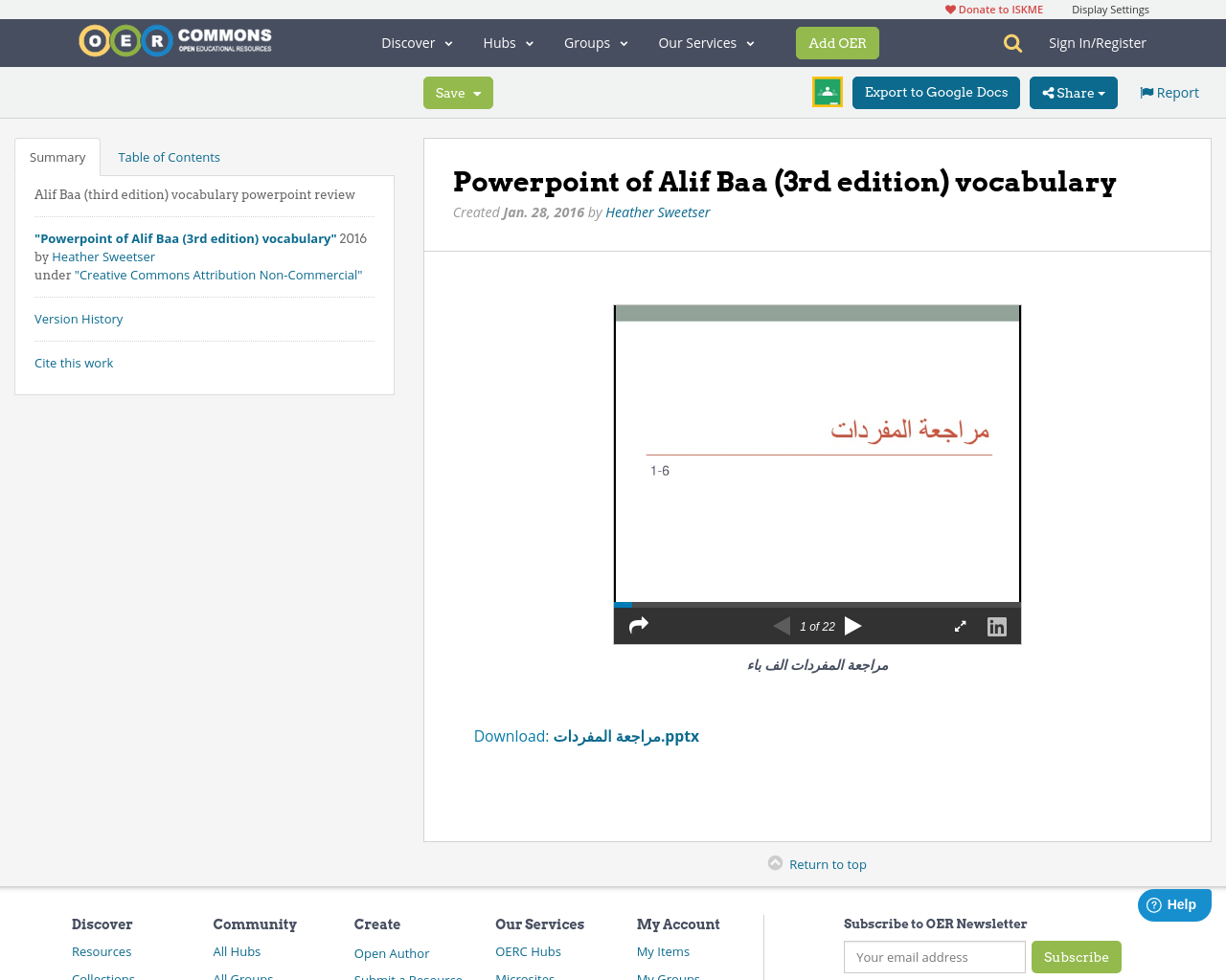 Powerpoint of Alif Baa (3rd edition) vocabulary OER Commons