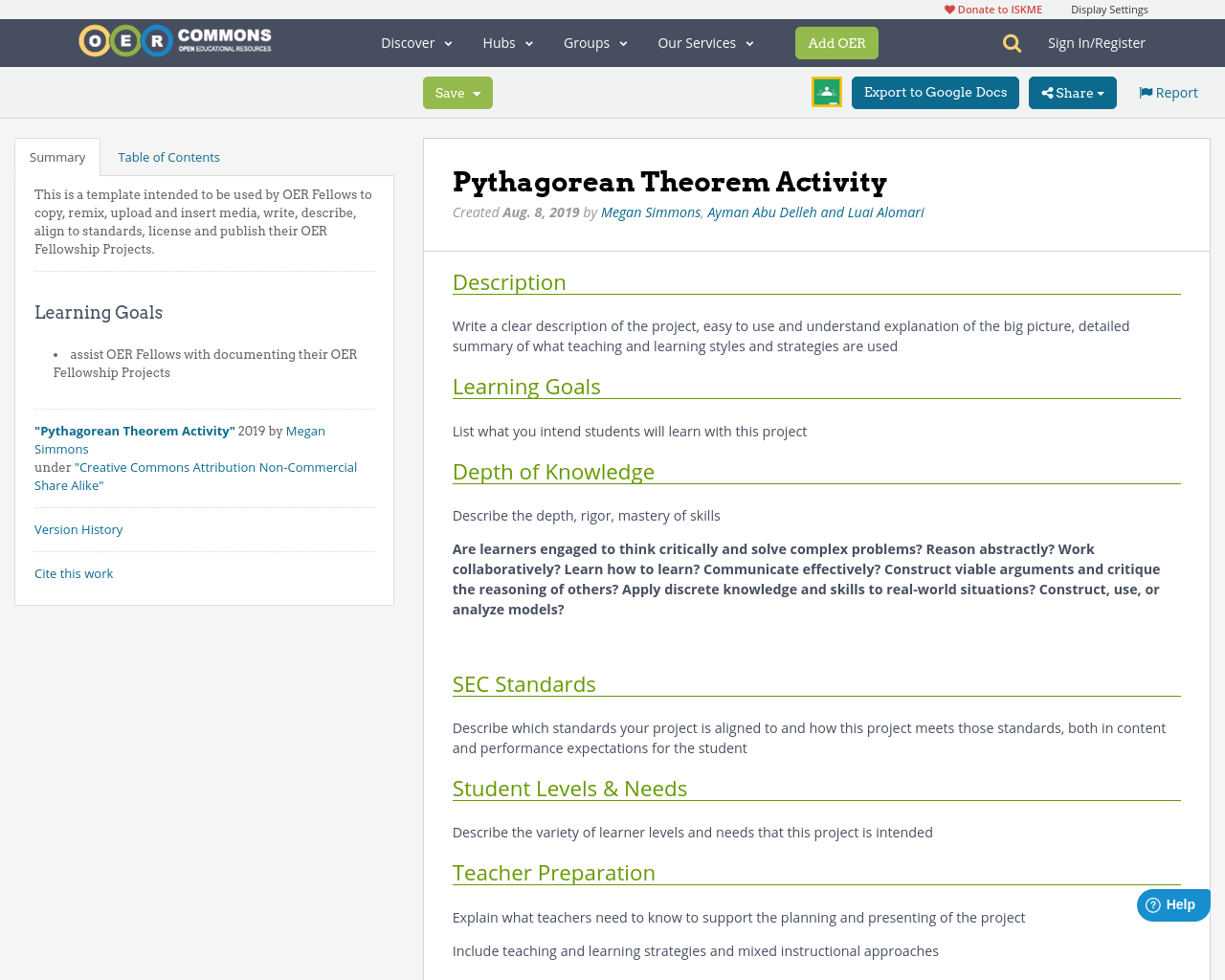 Pythagorean Theorem Activity OER Commons
