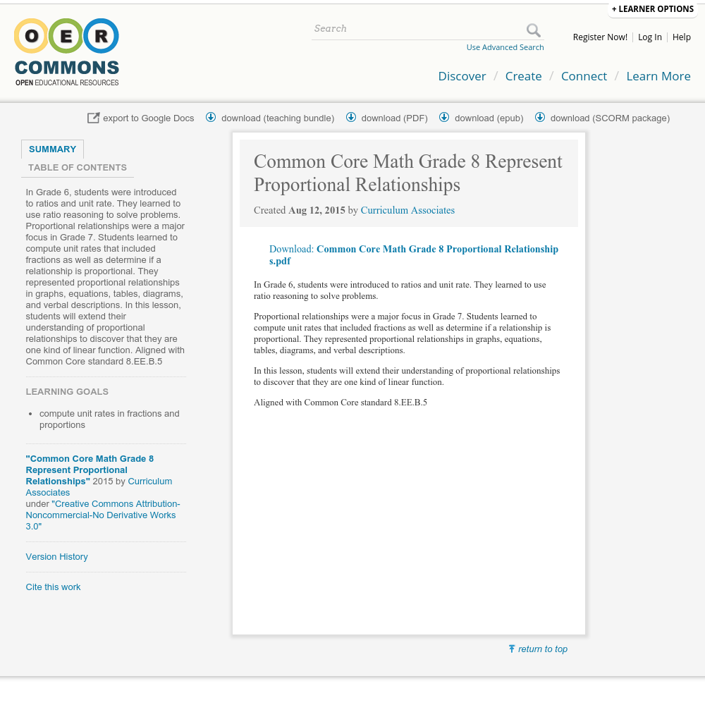 common core math grade 8 represent proportional relationships oer how common core works