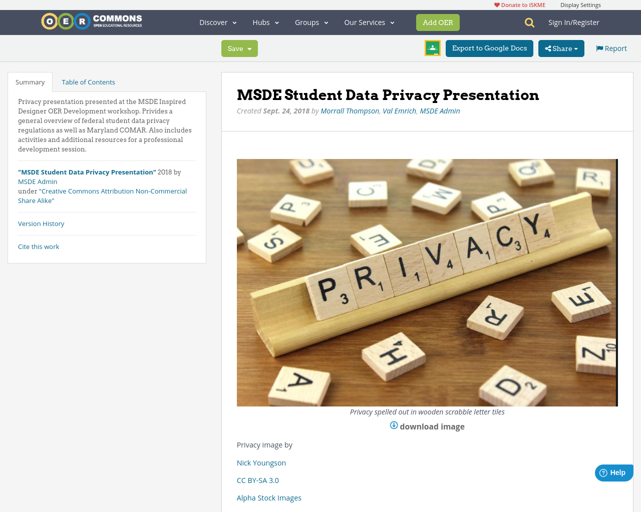 MSDE Student Data Privacy Presentation OER Commons