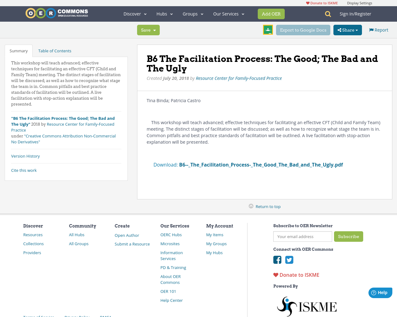 B6 The Facilitation Process The Good; The Bad and The Ugly OER Commons