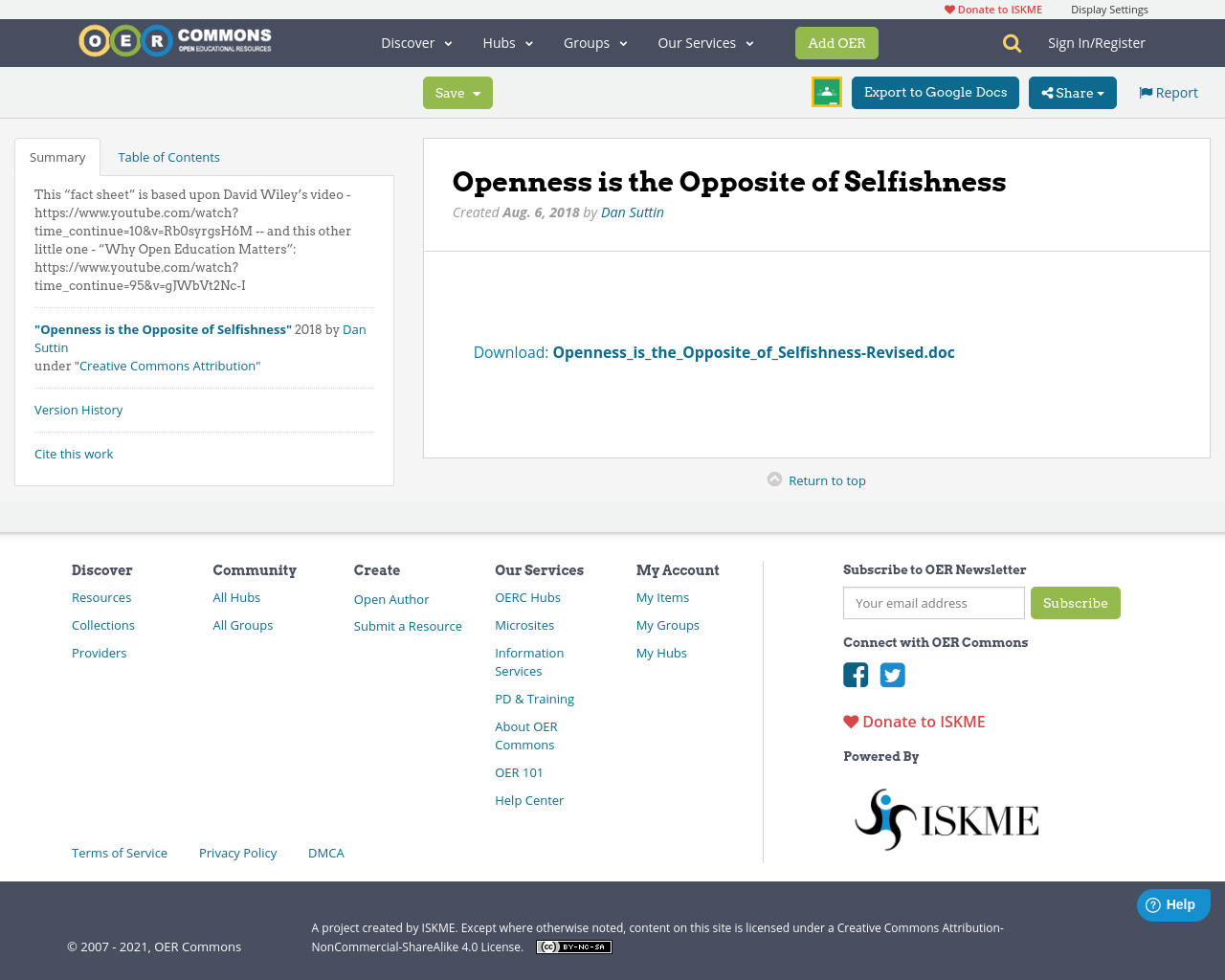 Openness Is The Opposite Of Selfishness OER Commons