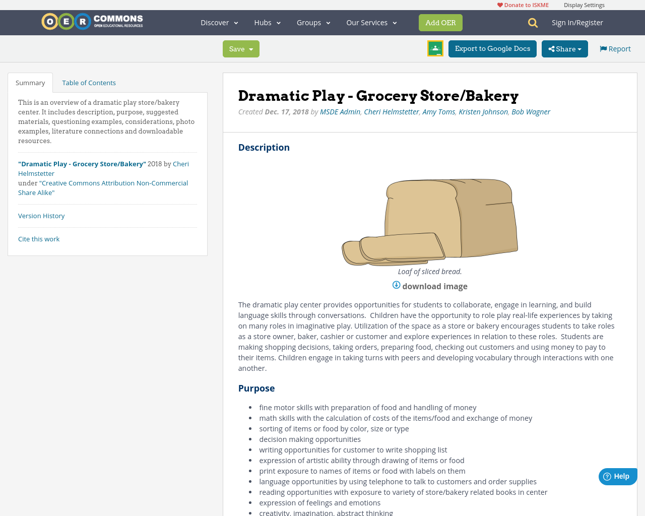 Dramatic Play Grocery Store/Bakery OER Commons