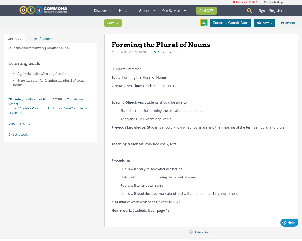 Forming the Plural of Nouns OER Commons