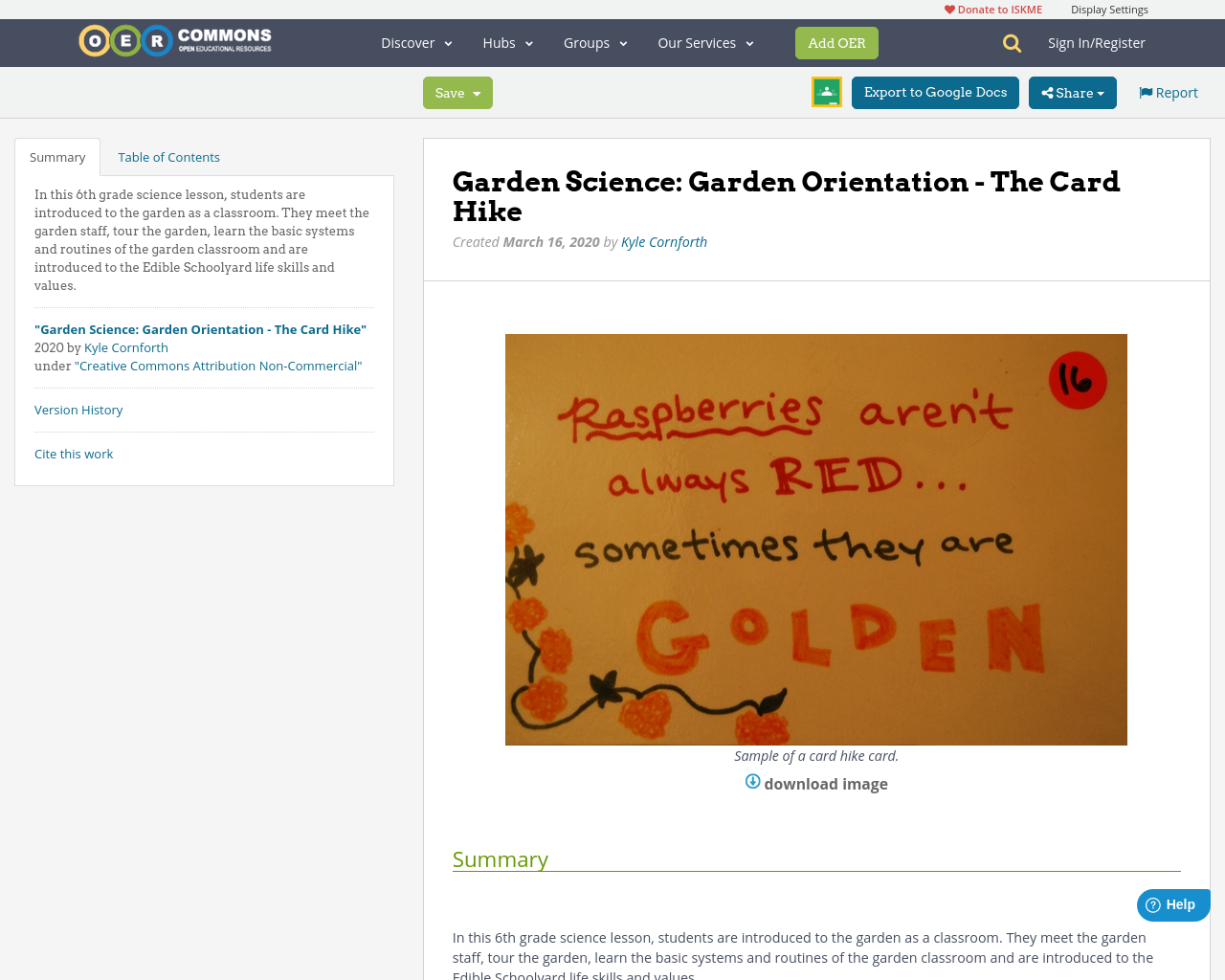 Garden Science Garden Orientation The Card Hike OER Commons