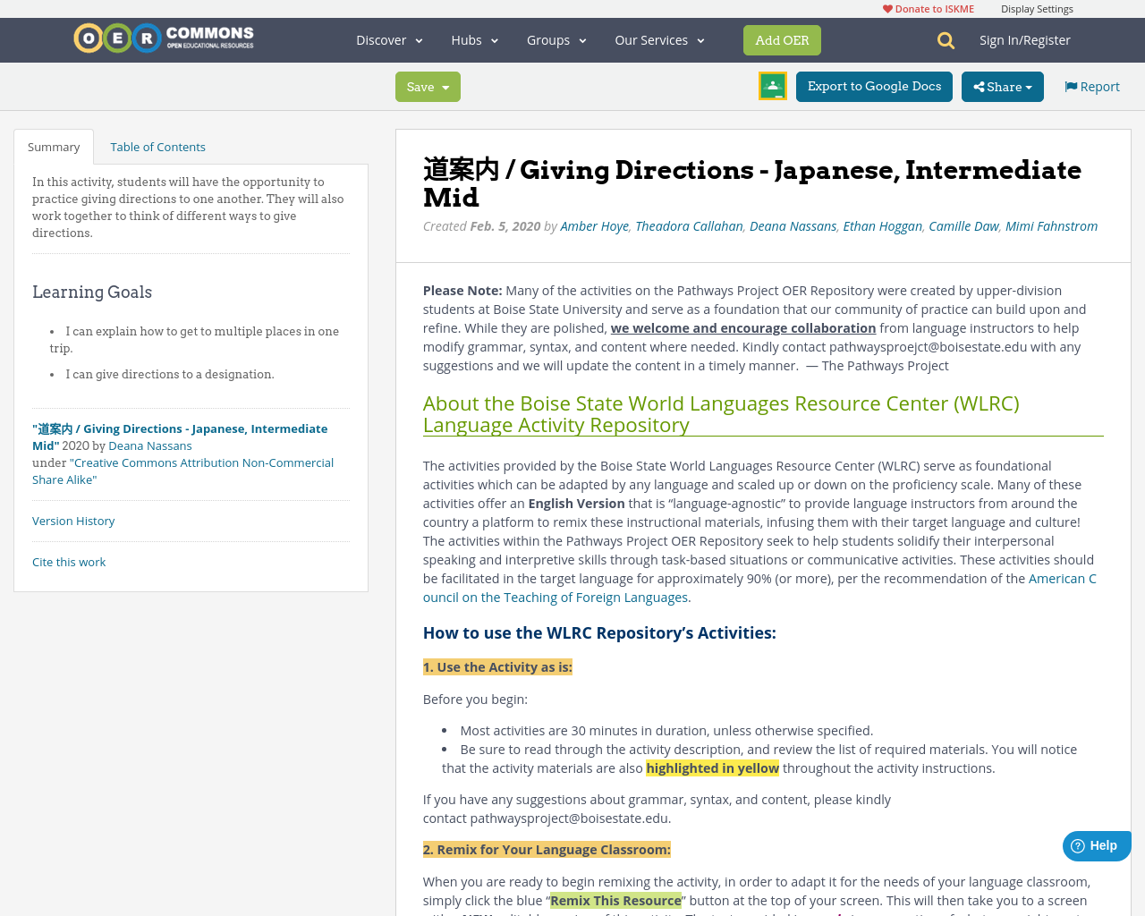 Japanese Directions.pdf LEGACY RESOURCE - 道案内 / Giving Directions - Japanese, Intermediate Mid ...
