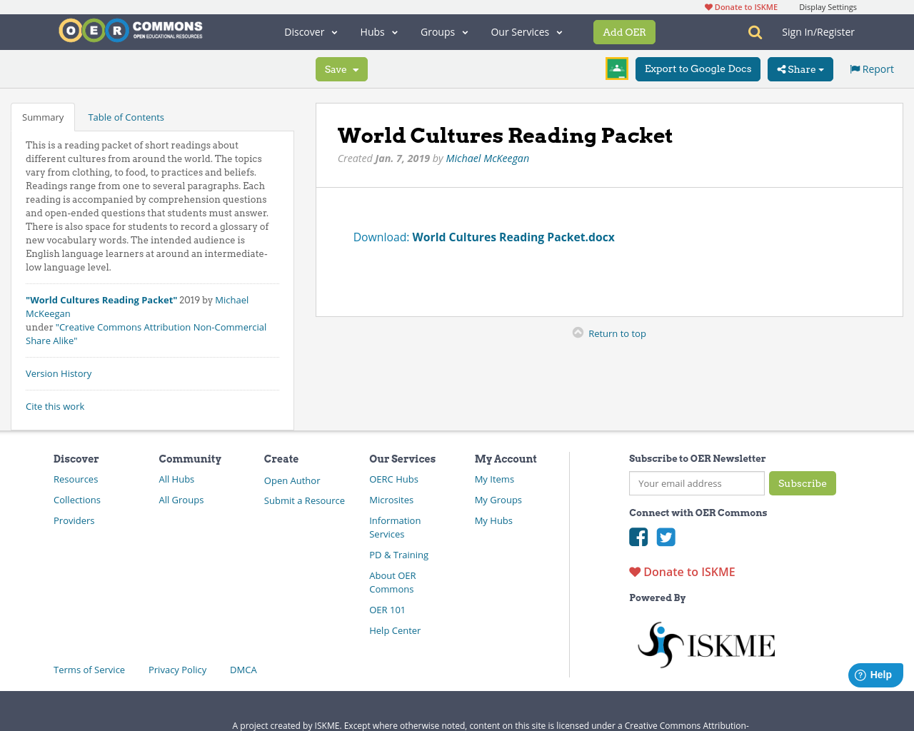World Cultures Reading Packet OER Commons