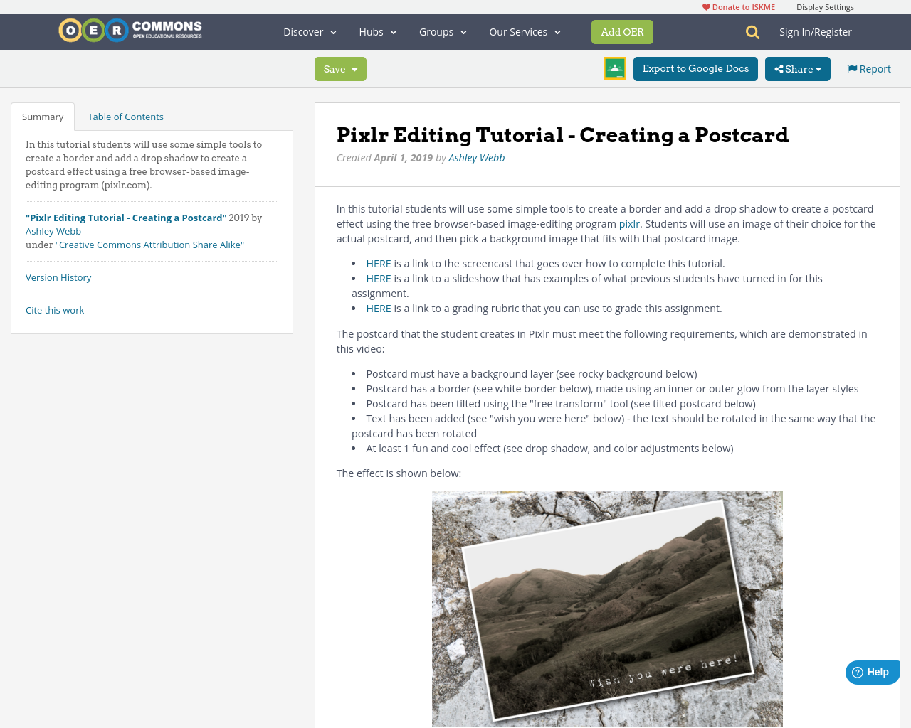 Pixlr Editing Tutorial - Creating a Postcard | OER Commons