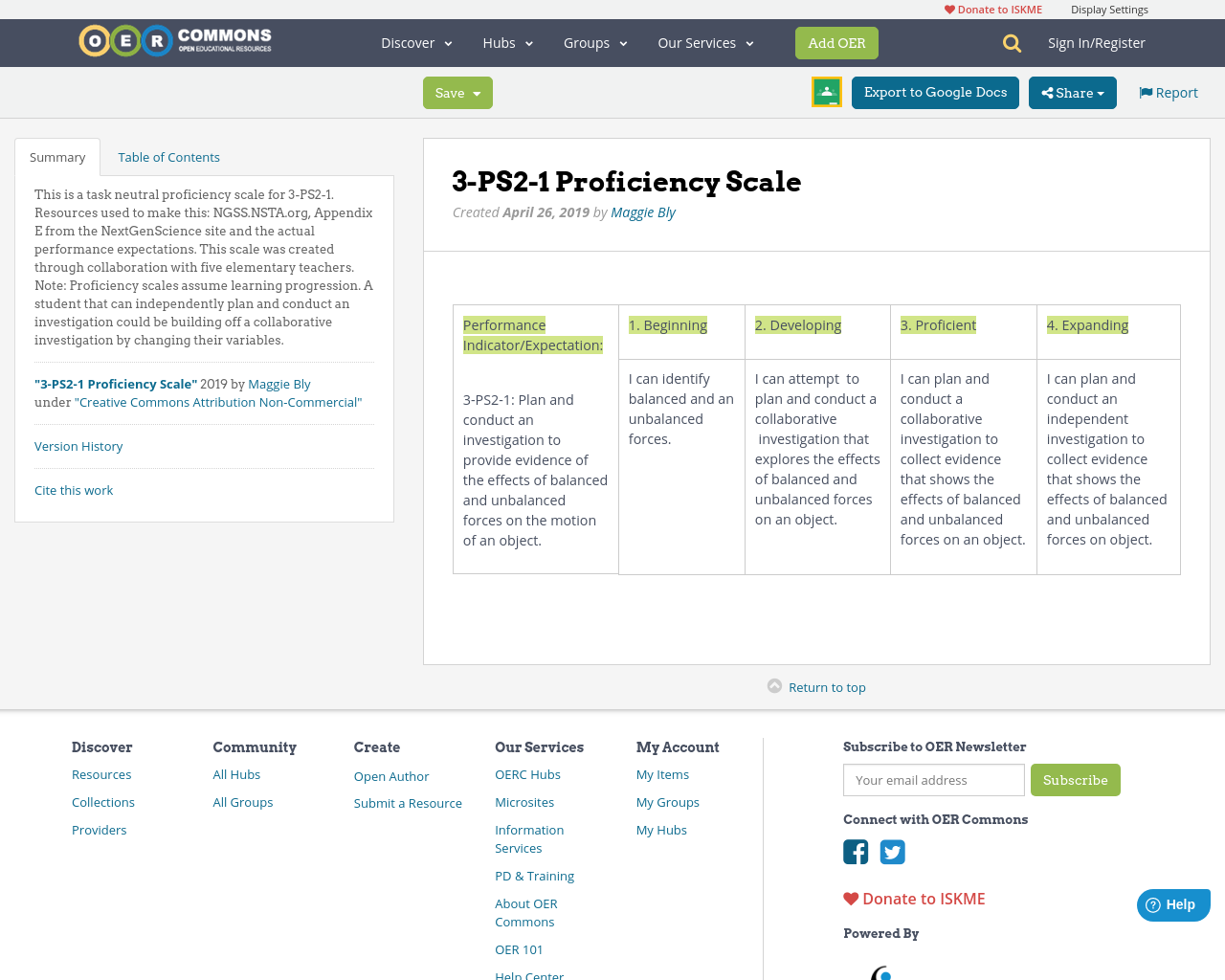 3PS21 Proficiency Scale OER Commons