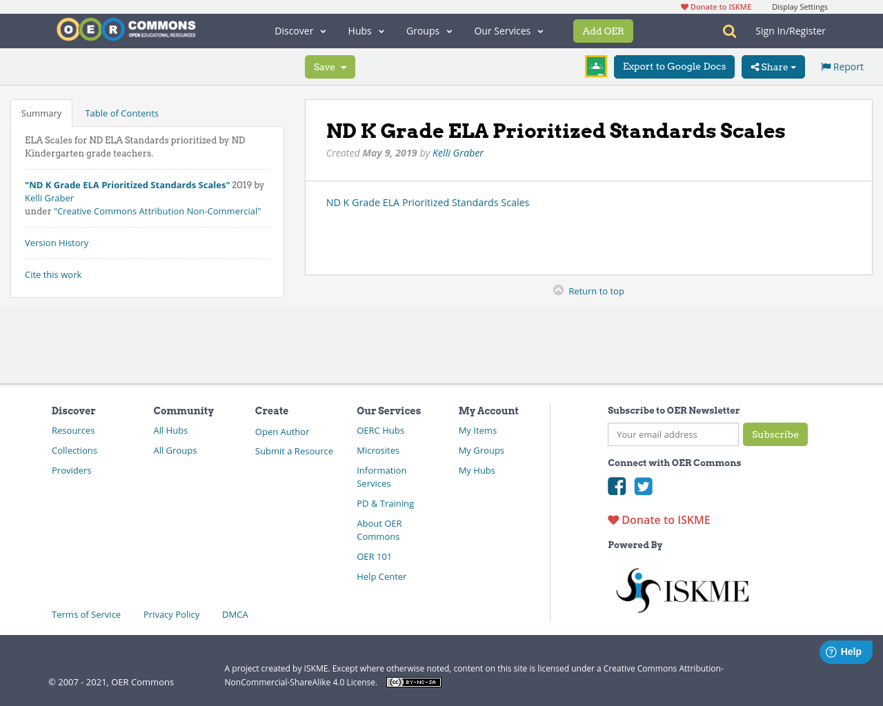 Nd k grade ela prioritized standards scales oer commons