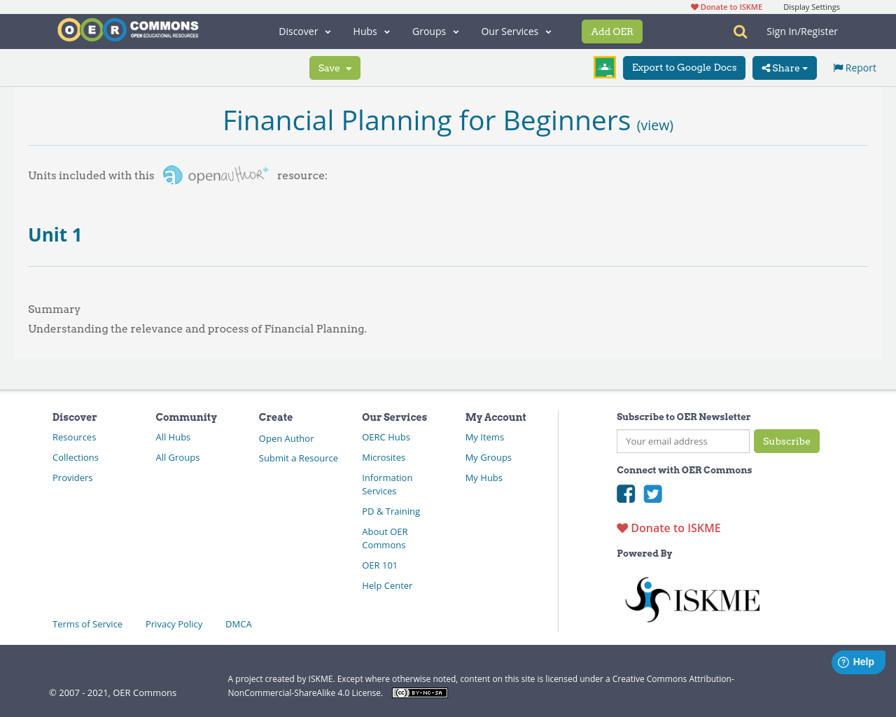 Financial Planning for Beginners OER Commons