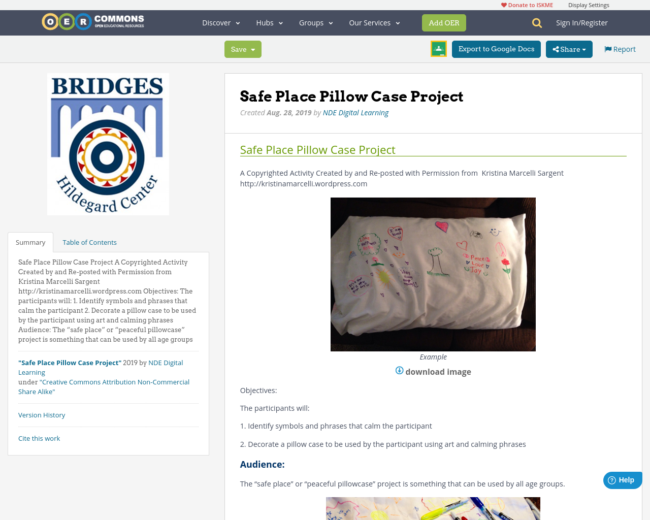 Safe Place Pillow Case Project OER Commons