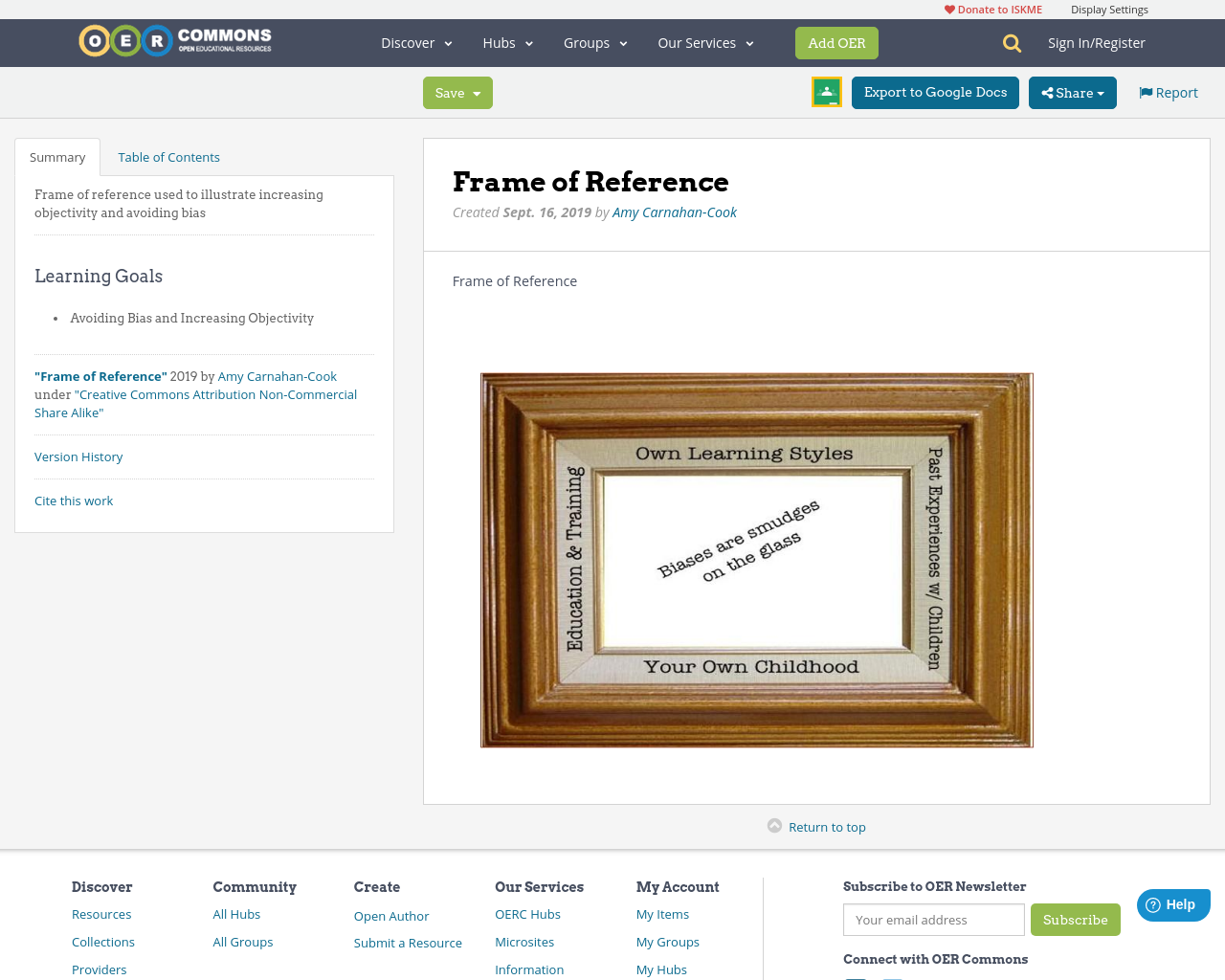 Frame of Reference OER Commons