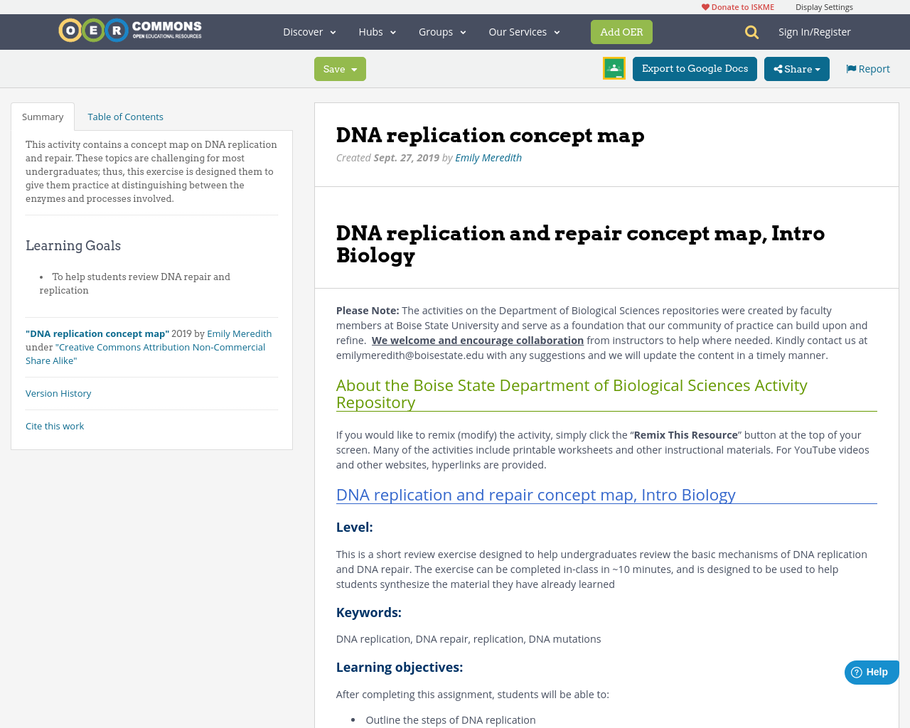DNA replication concept map | OER Commons