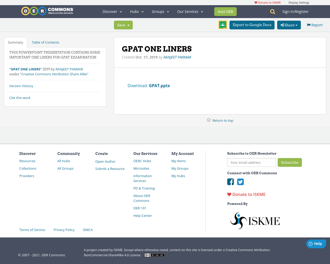 GPAT ONE LINERS OER Commons