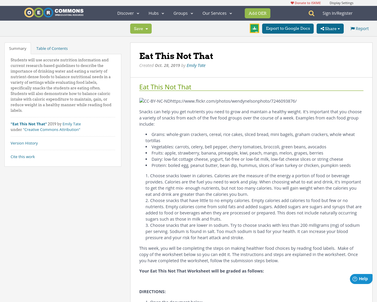 Eat This Not That OER Commons