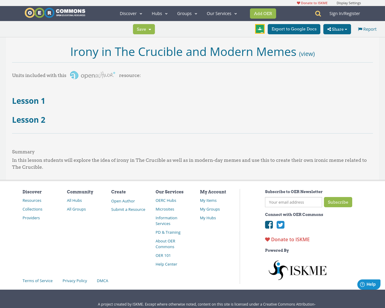 Irony in The Crucible and Modern Memes OER Commons