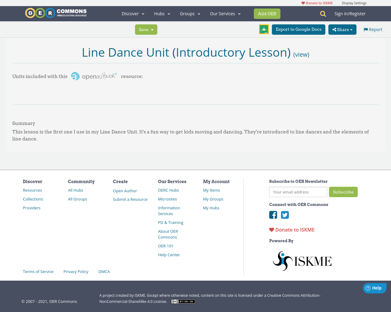 Line Dance Unit (Introductory Lesson) | OER Commons