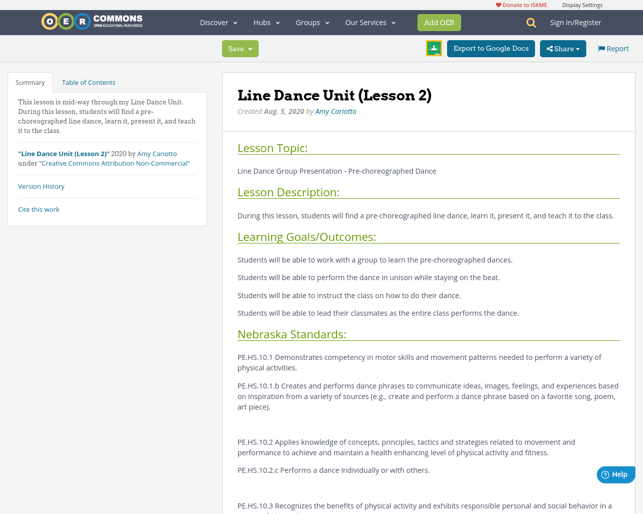 Line Dance Unit (Lesson 2) | OER Commons