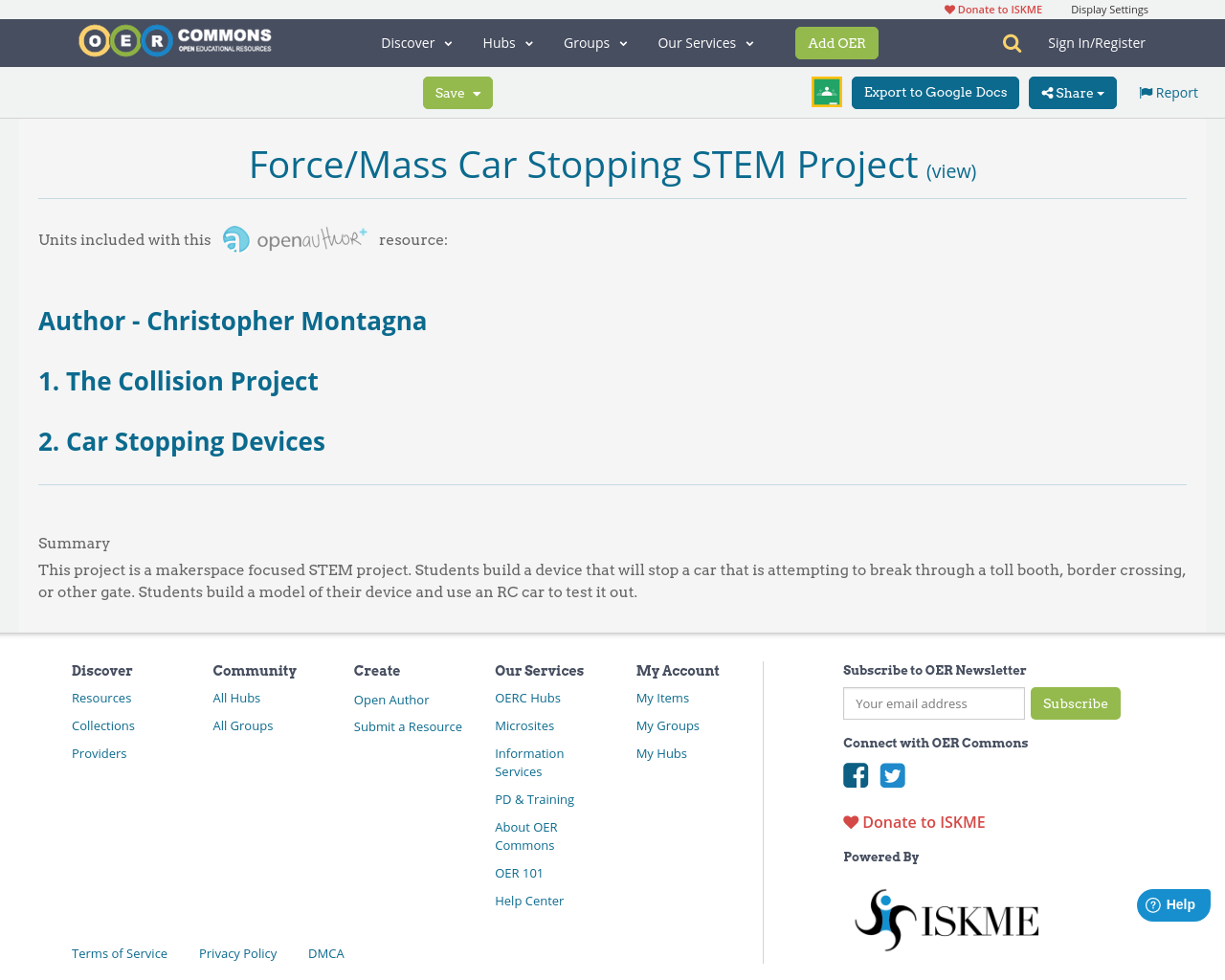 Force/Mass Car Stopping STEM Project | OER Commons