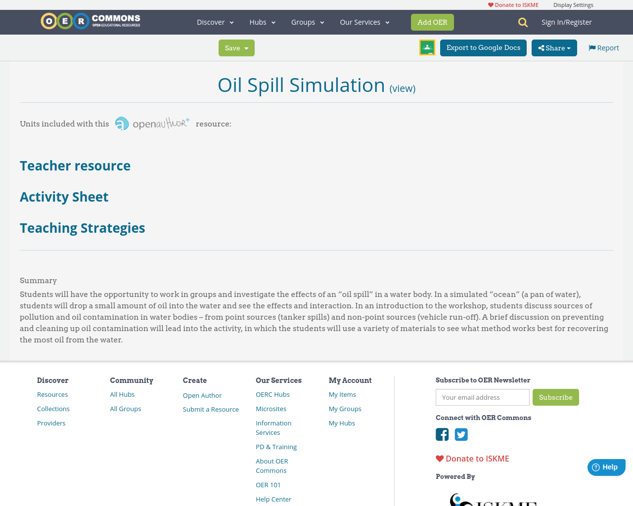Oil Spill Simulation OER Commons