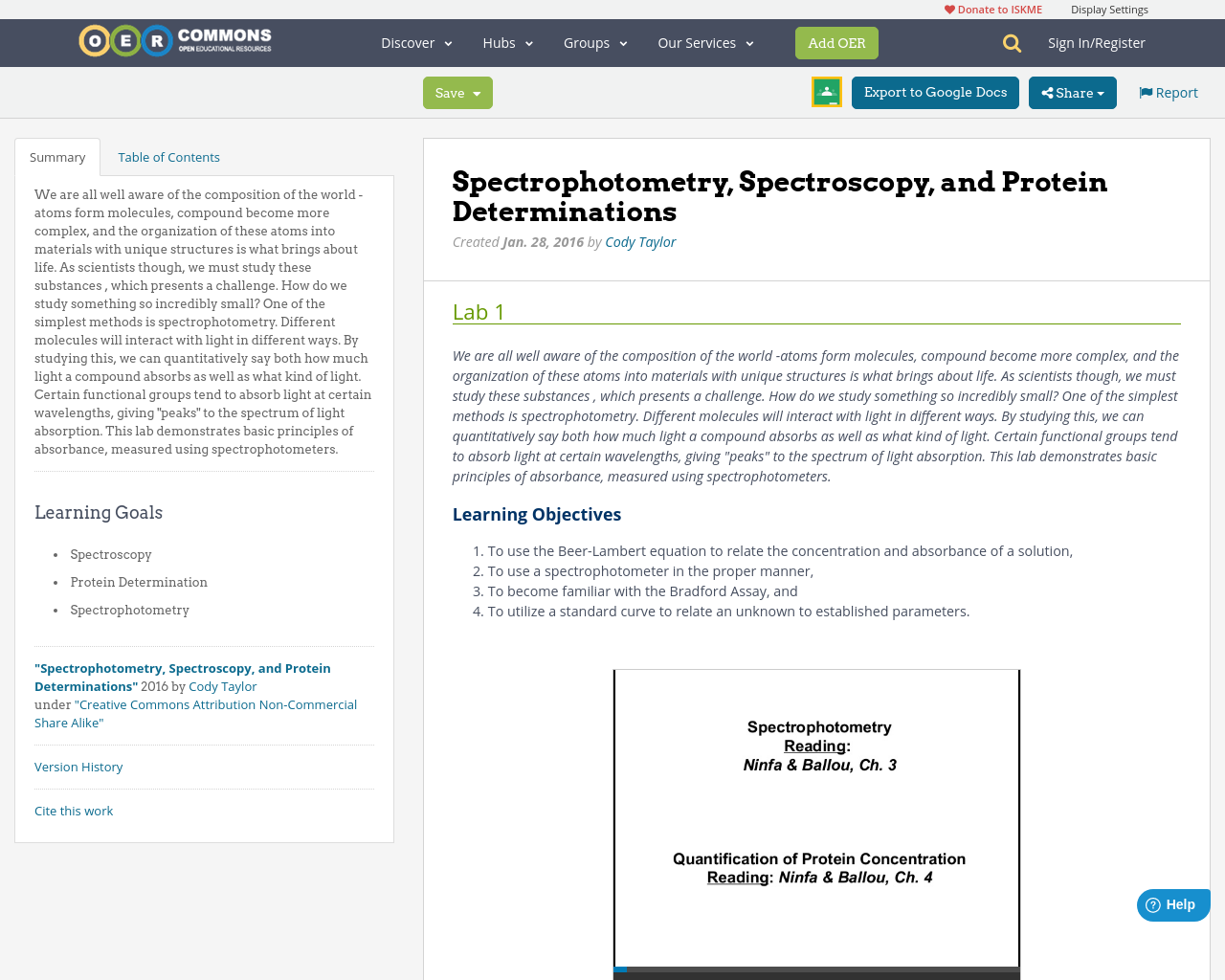 Spectrophotometry, Spectroscopy, and Protein Determinations OER Commons