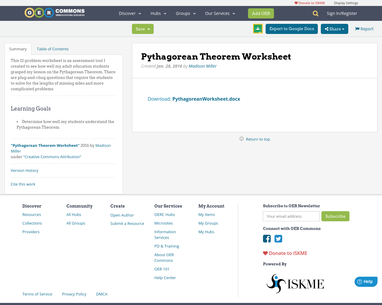 Pythagorean Theorem Worksheet OER Commons
