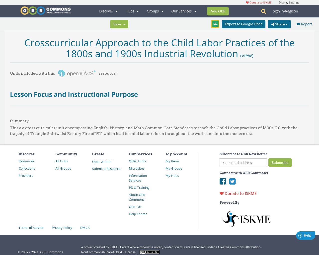 Crosscurricular Approach to the Child Labor Practices of the 1800s and