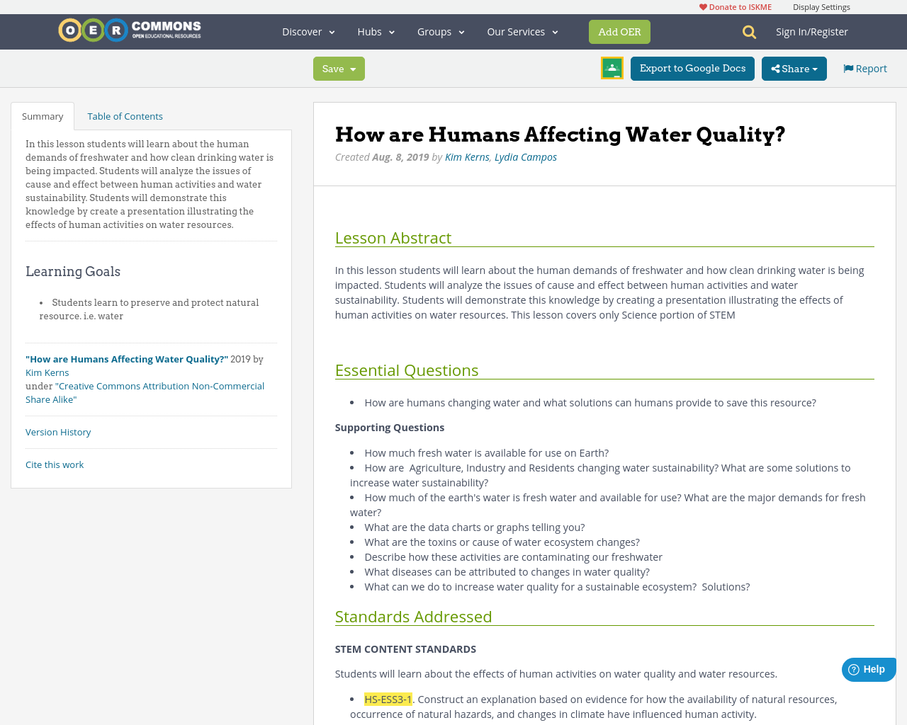 How are Humans Affecting Water Quality? OER Commons