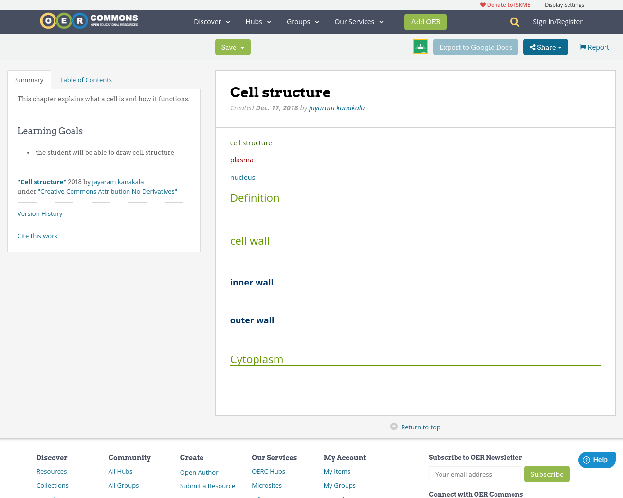Cell structure | OER Commons